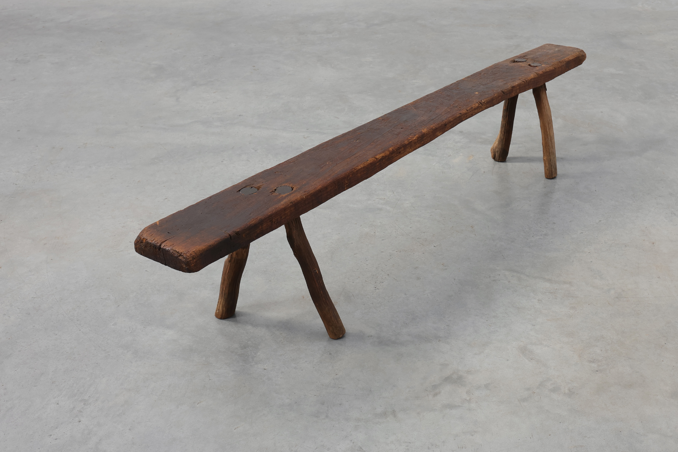 French Primitive Farmhouse Bench with Splayed Legs, 19th Centurythumbnail